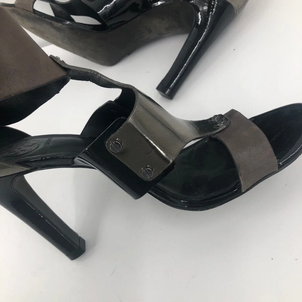 Tory Burch black and silver strap he'll size‎ 9.5M